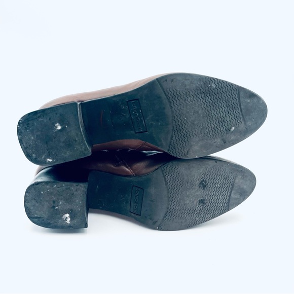 VTG 90s Brown Leather Boots Ankle Inner Zipper 2” Heel Sz 9 - Picture 3 of 7